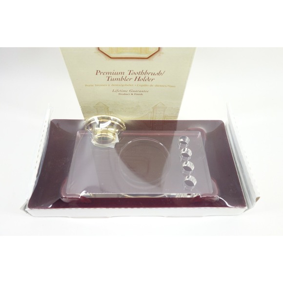 Baldwin Harlequin Premium Bathroom Toothbrush / Tumbler Holder Acrylic and Brass - Picture 2 of 6